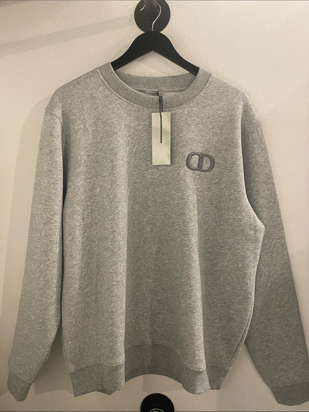 Dior Gray Crewneck Sweatshirt with Subtle CD Emblem